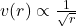  v(r) \propto \frac{1}{\sqrt{r}} 