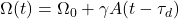 \Omega(t) = \Omega_0 + \gamma A(t-\tau_d)