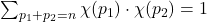  \sum_{p_1 + p_2 = n} \chi(p_1) \cdot \chi(p_2) = 1 