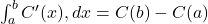  \int_a^b C'(x) , dx = C(b) - C(a) 