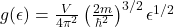  g(\epsilon) = \frac{V}{4\pi^2} \left( \frac{2m}{\hbar^2} \right)^{3/2} \epsilon^{1/2} 