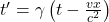 t' = \gamma \left( t - \frac{vx}{c^2} \right)