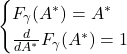 Rendered by QuickLaTeX.com \begin{cases} F_\gamma(A^*) = A^* \\ \frac{d}{dA^*}F_\gamma(A^*) = 1 \end{cases}