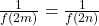 \frac{1}{f(2m)} = \frac{1}{f(2n)}