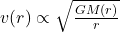  v(r) \propto \sqrt{\frac{GM(r)}{r}} 