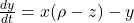 \frac{dy}{dt} = x (\rho - z) - y