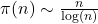  \pi(n) \sim \frac{n}{\log(n)} 